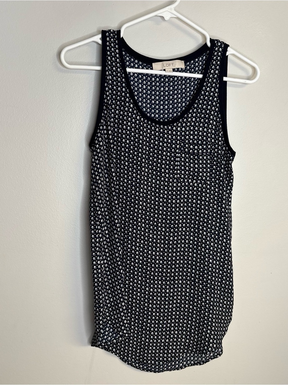 LOFT Black & White Micro-Print Sleeveless Tank